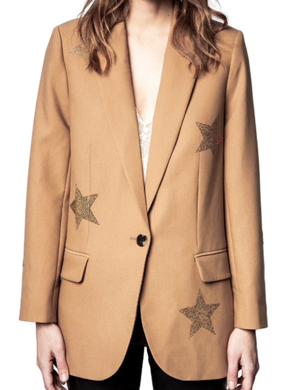 NWT $498 Zadig & Voltaire Viva Etoiles Star Strass Blazer Jacket Size 36 - Picture 2 of 7